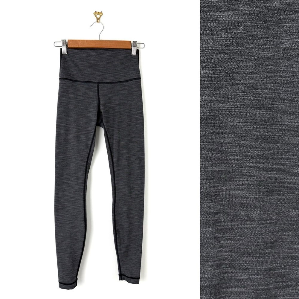 Lululemon Wunder Under High Rise Tight Leggings 28" Heather Black Sz 4
